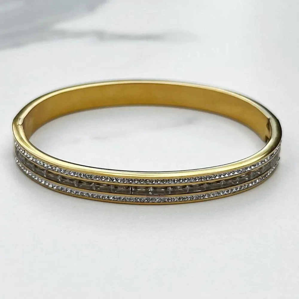 New! “Alana” Gold Inlaid Studded Bracelet - Picture 3 of 3